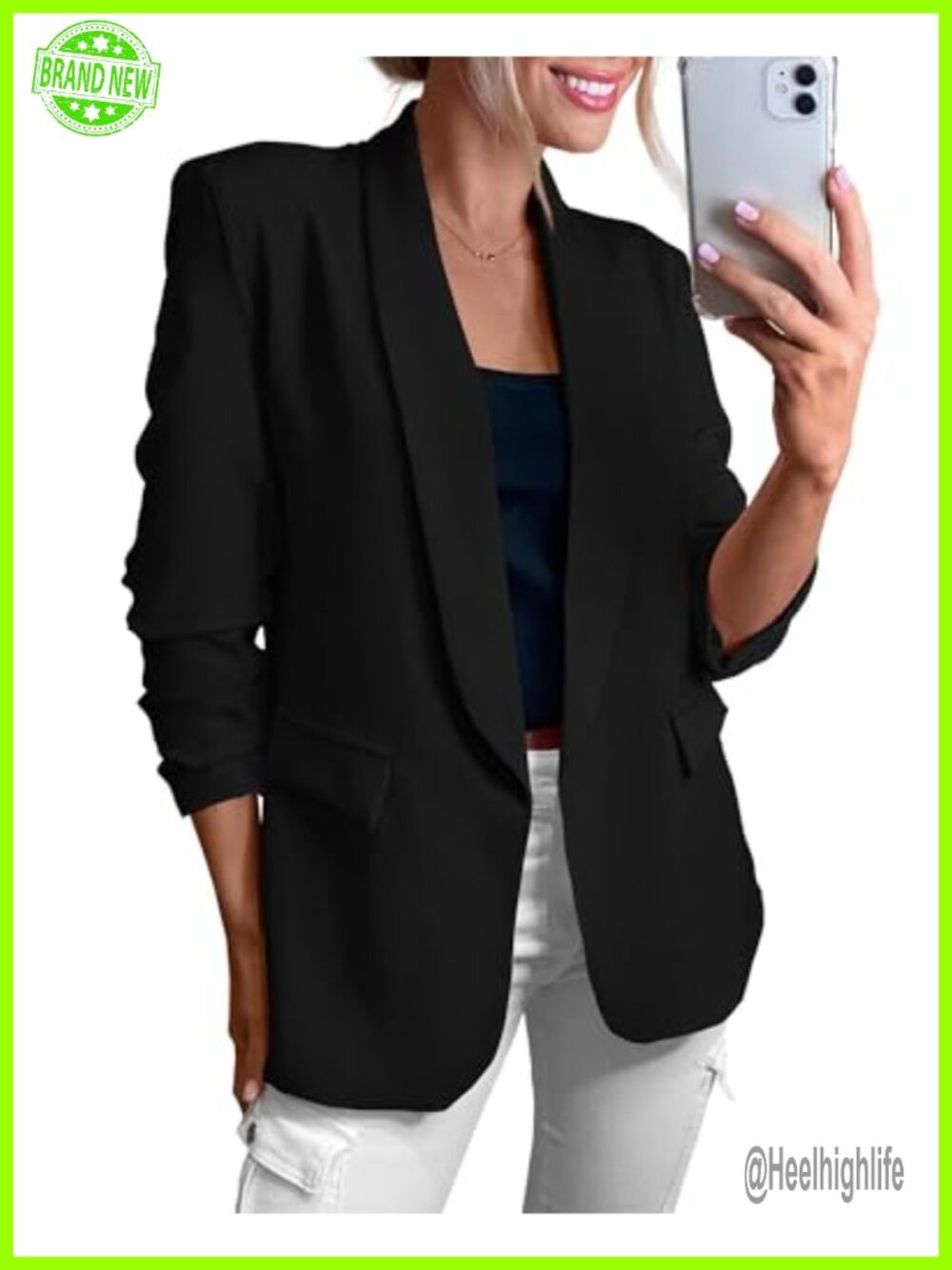 Womens Lightweight Shawl Collar Blazer Business Casual Open Front Jacket